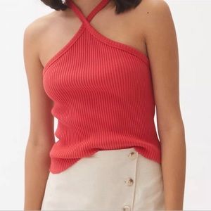 NWT Anthropologie lovely ribbed halter tan